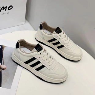 贝壳头小白鞋女百搭新款显脚小流行小众休闲运动板鞋三条杠夏之星