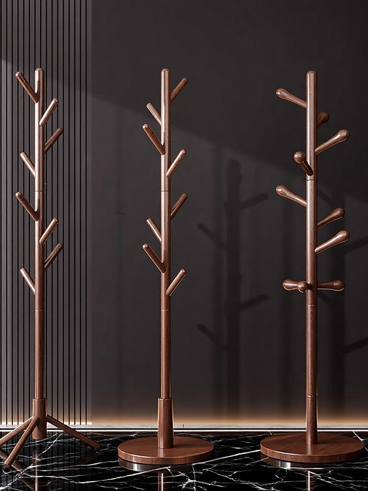 轻奢实木落地挂衣架家用卧室客厅2025年新款立式挂包架榉木衣帽架