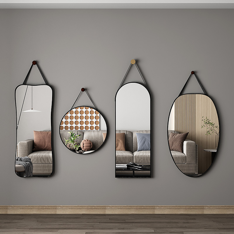 北欧全身穿衣镜子家用壁挂贴墙化妆镜女生卧室宿舍网红挂墙试衣镜