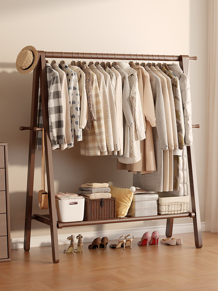 实木挂衣架落地式卧室2025新款家用房间榉木衣帽架室内简易置衣架