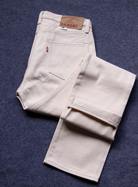 Darori 16oz WT-634烫斗中腰直筒轻磅白色赤耳牛仔裤