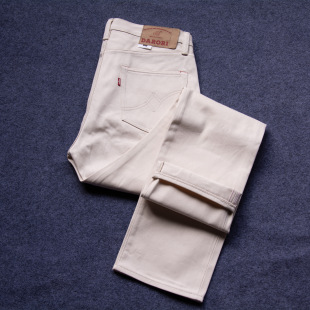 Darori 16oz WT-634烫斗中腰直筒轻磅白色赤耳牛仔裤