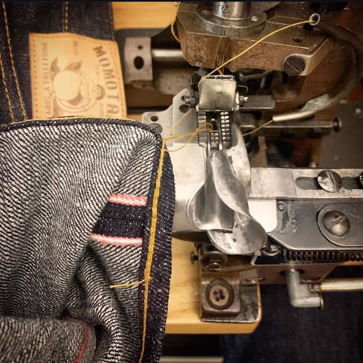 赤耳丹宁21oz/32oz牛仔裤锁链改裤脚