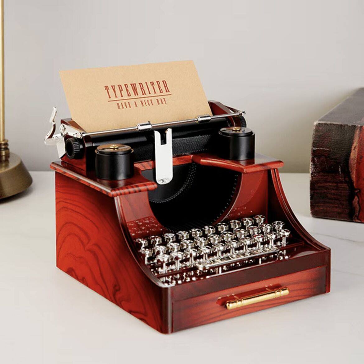 打字机八音盒上链条机芯自动发音家居摆件创意节庆礼物音乐盒玩具