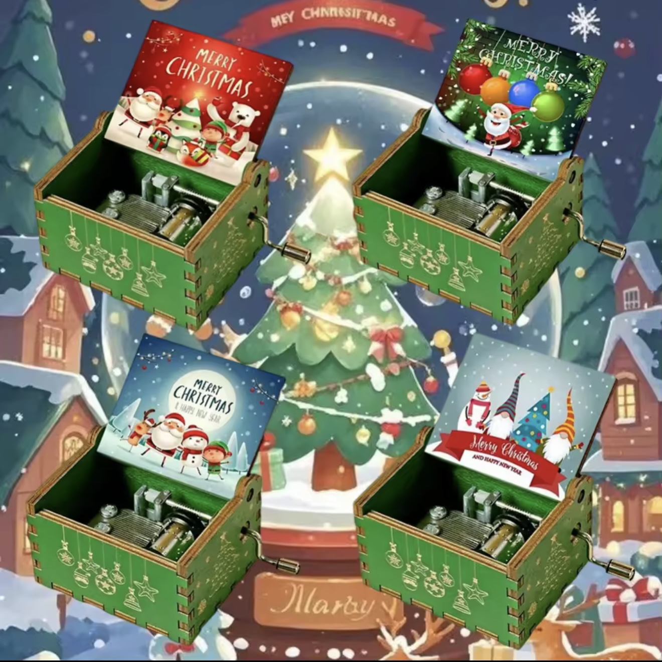 2025新款圣诞节快乐八音盒迷你木质音乐盒送男女朋友闺蜜生日礼物