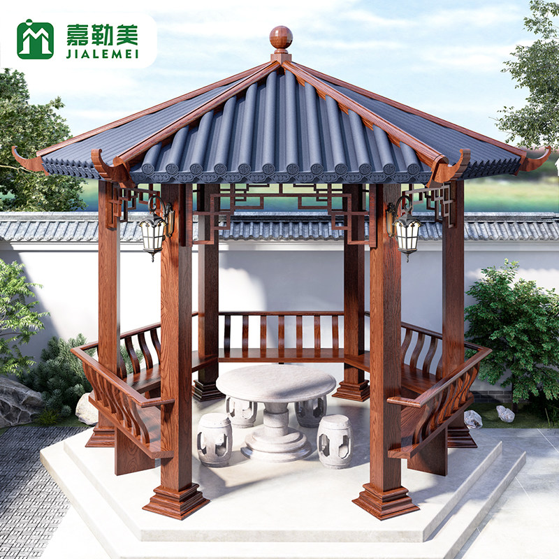 仿古凉亭铝合金六角亭琉璃瓦户外庭院别墅农村古建景观四角亭定制