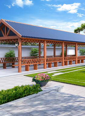 铝合金凉亭长廊新中式凉亭现代庭院户外亭子别墅花园长廊花架定制
