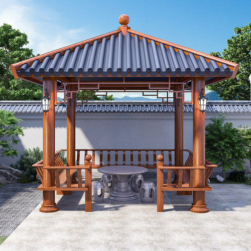 铝合金仿古凉亭户外古建长廊四角亭子庭院别墅院子农村四角景观亭