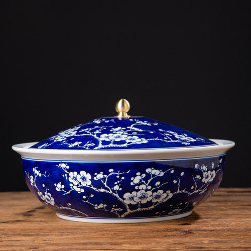 景德镇陶瓷和面盆带盖陶瓷盆家用厨房烘焙活面发面盆揉面盆加厚