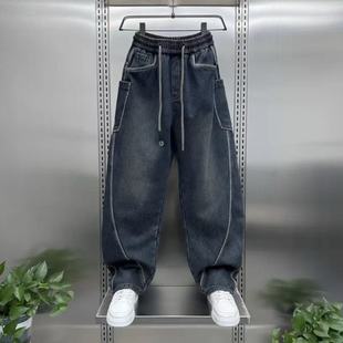 2025秋冬款百搭潮流牛仔裤男士潮牌弯刀裤美式休闲水洗复古工装裤