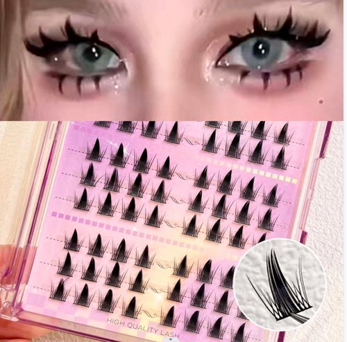 萌睫尚品加粗浓密大恶魔假睫毛自然仿真分段式嫁接芭比漫画眼欧美
