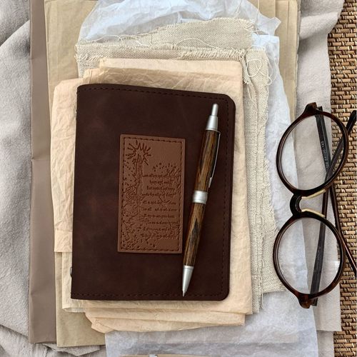 原创暖絮烛光棕色暖皮超薄便携随身手账本A7活页本日记盖章笔记本