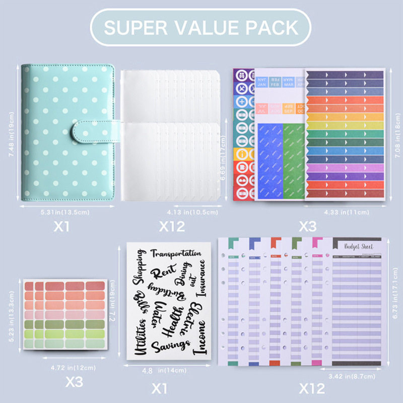 A6活页创意波点手账本定制马卡龙搭扣现金预算记账本规划记录本,文具电教/文化用品/商务用品,手帐/日程本/计划本,淘宝优惠券,粉丝福利购,淘宝优惠卷