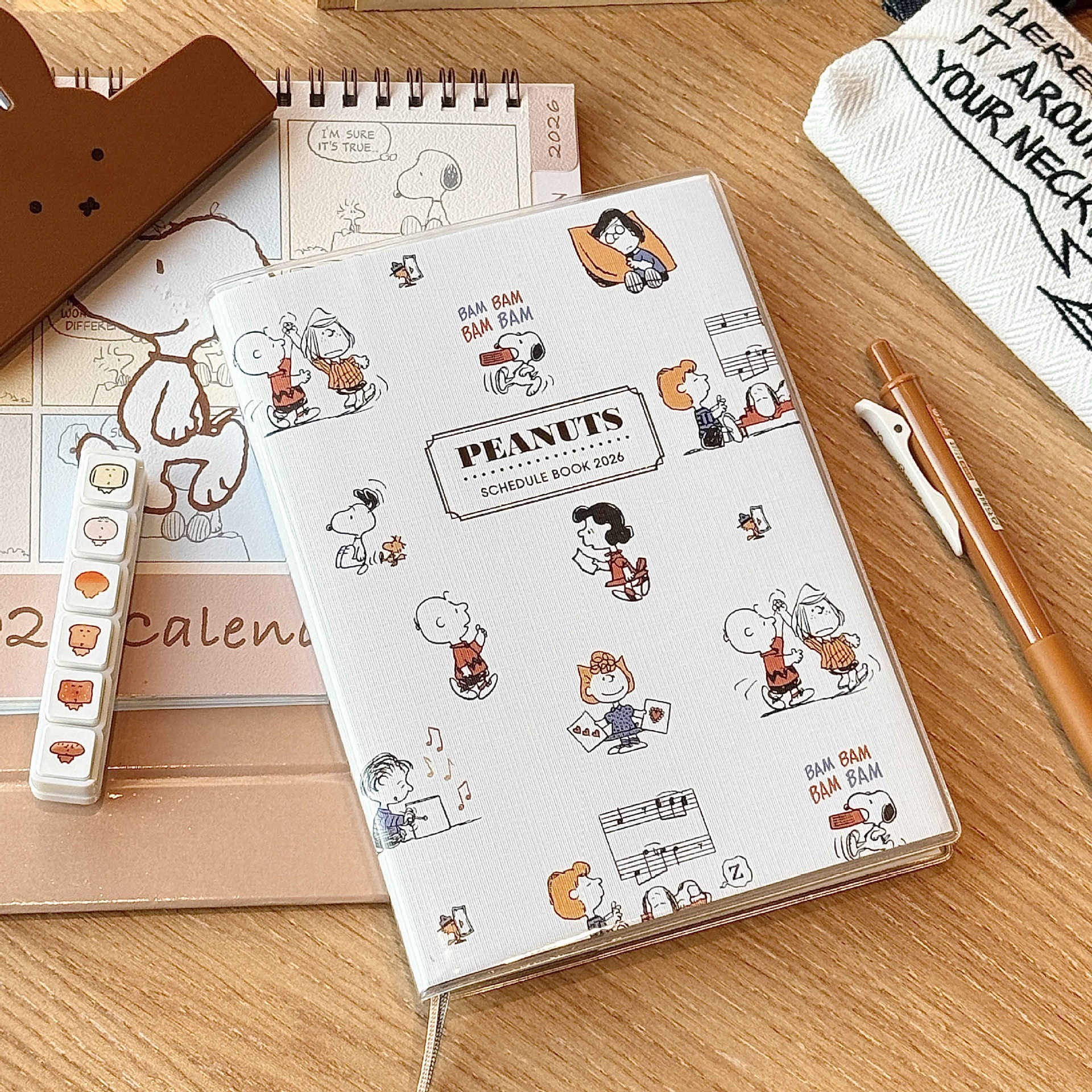 2026新款史努比漫画彩页日程本复古风学生手帐本B6打卡计划本子