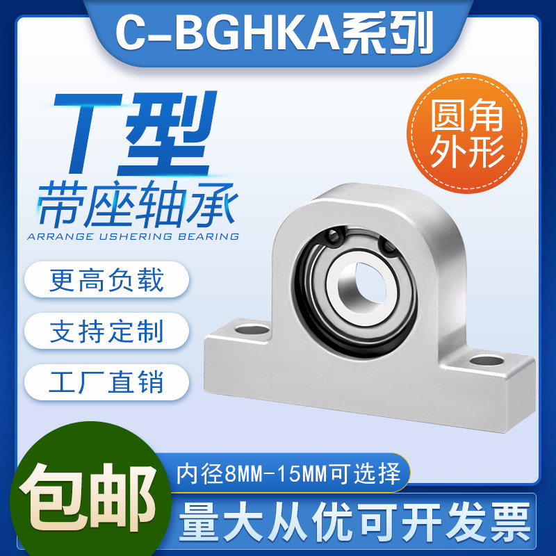 T型轴承座组件立式轴承座C-BGHKA BHJ01固定座带座轴承轴承铝支座 - 实物图