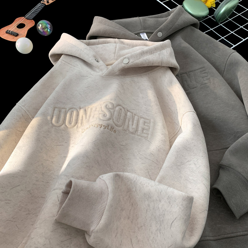 重磅500克立体刺绣印花连帽卫衣