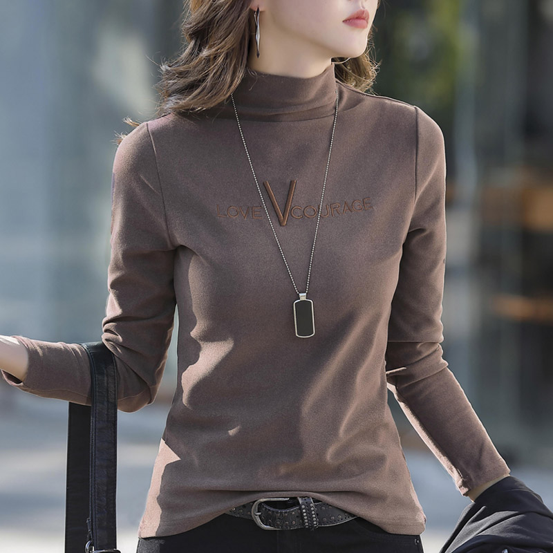 双面德绒加厚保暖女半高领长袖