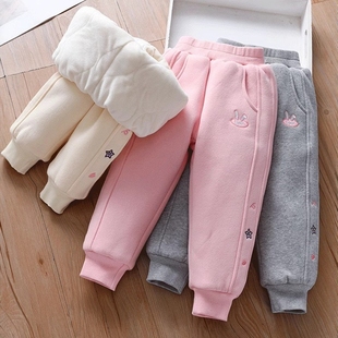 女宝宝三层夹棉保暖裤 加绒加厚休闲裤 子儿童一条过冬 棉裤 女童冬季