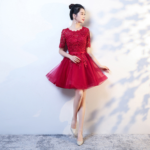 短款晚礼服结婚伴娘毕业礼年会气质修身表演出朗诵钢琴小晚礼服裙