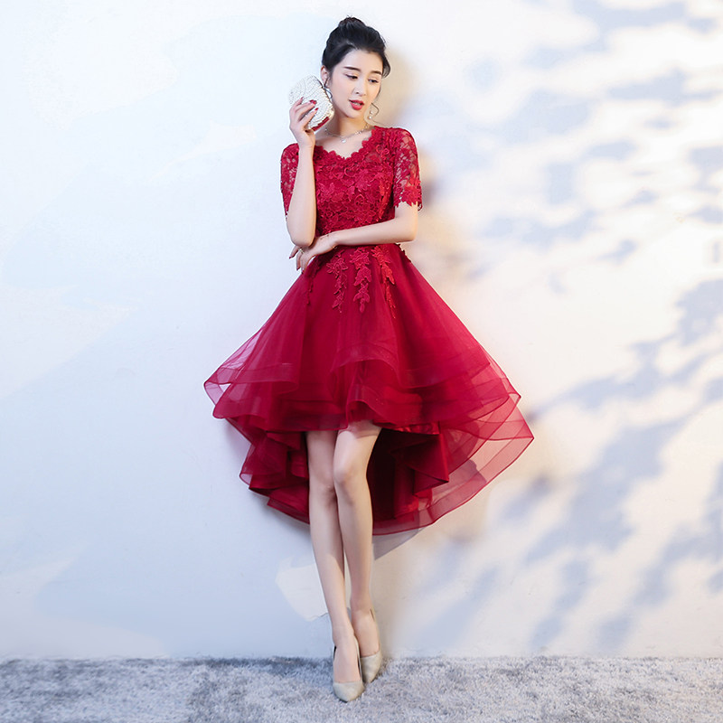 V领小晚礼服修身收腰结婚毕业礼朗诵年会气质钢琴表演出晚礼服裙