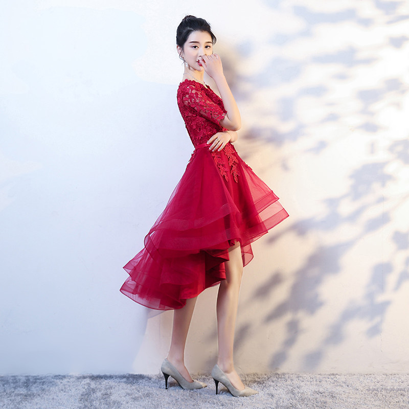 V领晚礼服毕业礼结婚朗诵修身收腰年会气质钢琴表演出小晚礼服裙