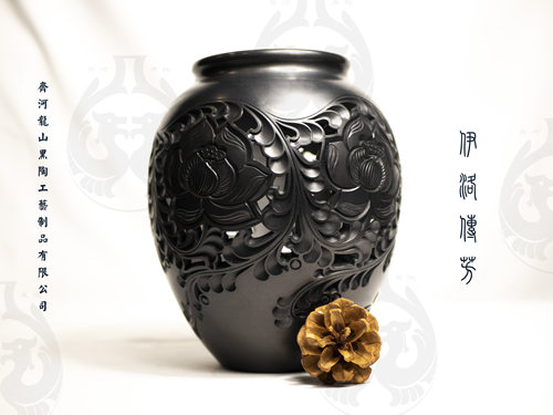 齐河龙山黑陶祝福新中式摆件