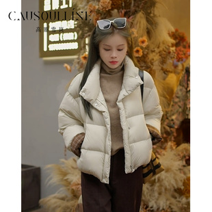 高斯雪岚短款立领面包羽绒服女冬季保暖白鸭绒小个子外套25431038
