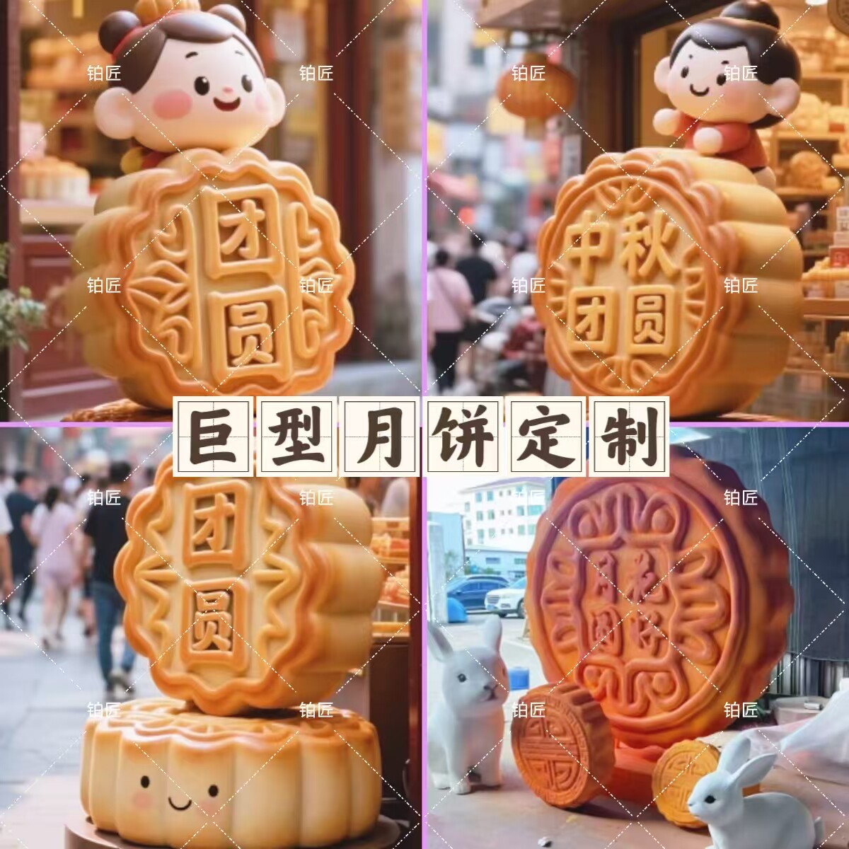 中秋节巨型月饼道具大型泡沫仿真节日装扮用品