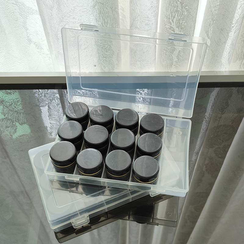 日式罐装胶透明收纳盒 美甲饰品指甲钻盒便携式美甲店桌面工具盒