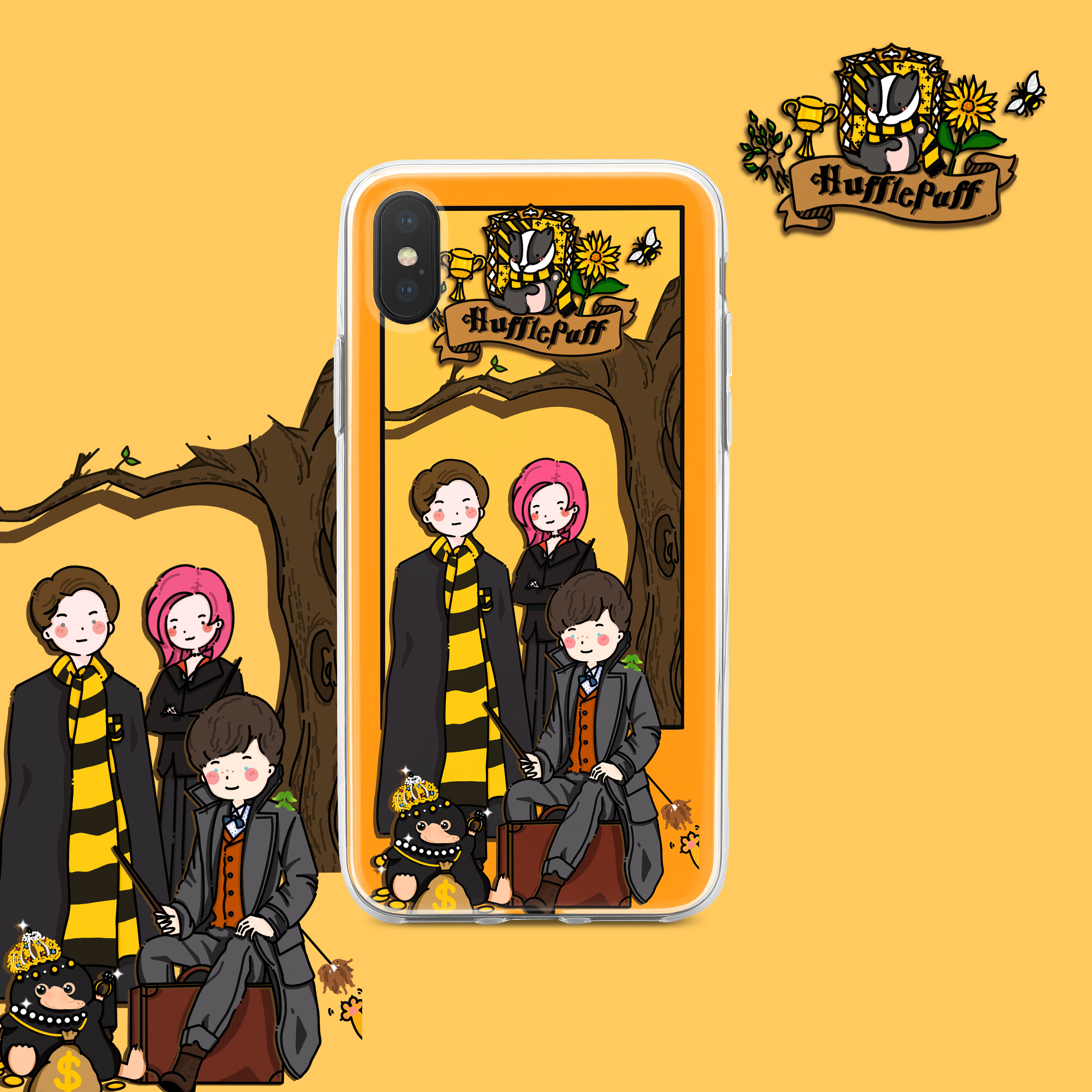 toppy自制 插画师赫奇帕奇创意图案适用于iphone/安卓型号手机壳