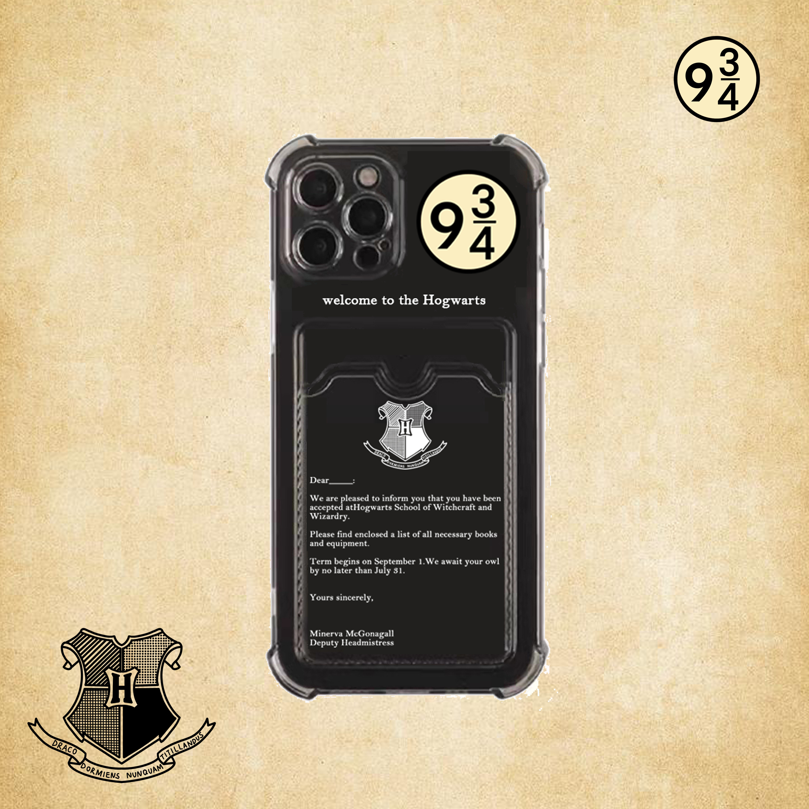 toppy霍格沃茨来信小众文艺适用于iphone安卓透黑卡包手机壳