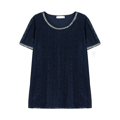 蕾丝衫圆领宽松休闲宽松大码
