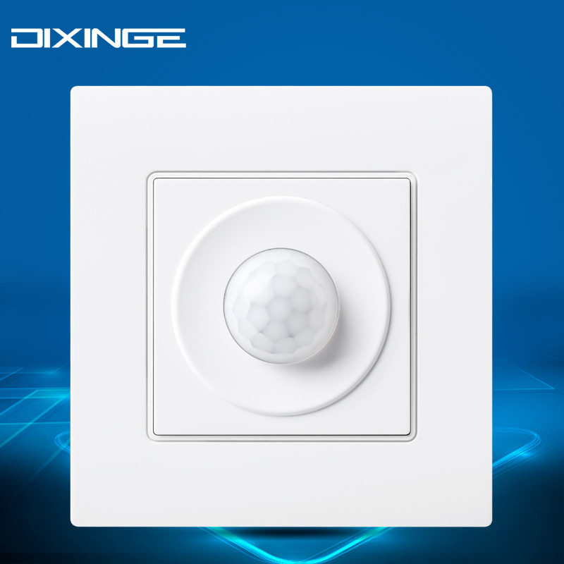 雅白86型面板楼道白炽节能灯红外线光控人体感应延时钢架墙壁开关