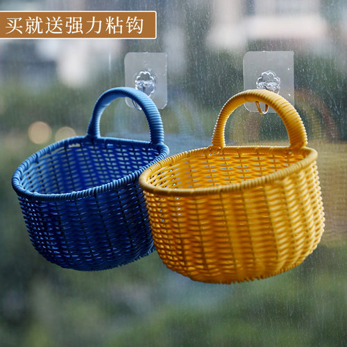 塑料藤编彩色挂篮姜蒜收纳筐