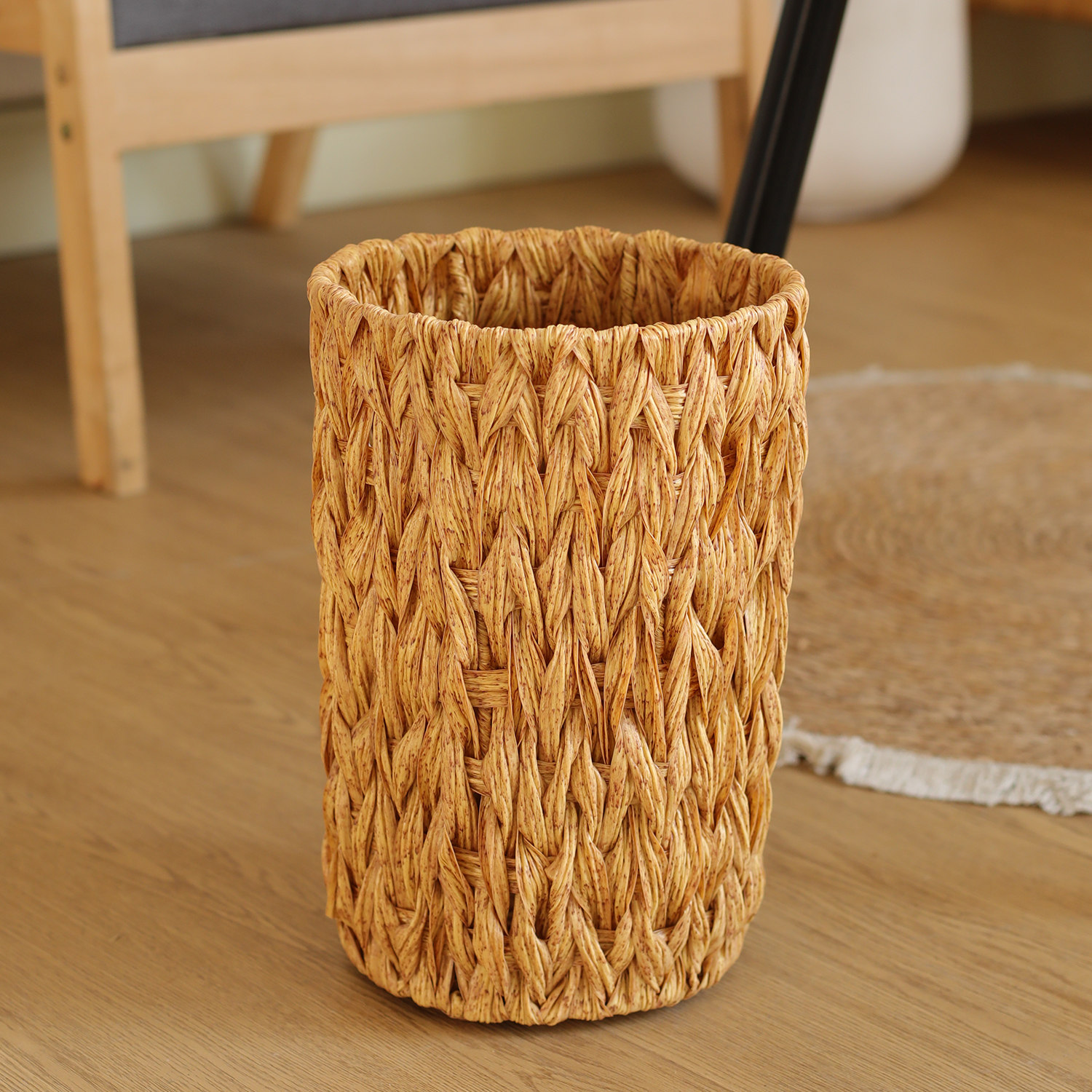 KENS简约编织无盖收纳桶杂物蓝藤编储物筐北欧风家用客厅垃圾篓,收纳整理,毛绒玩具收纳桶/箱,淘宝优惠券,粉丝福利购,淘宝优惠卷