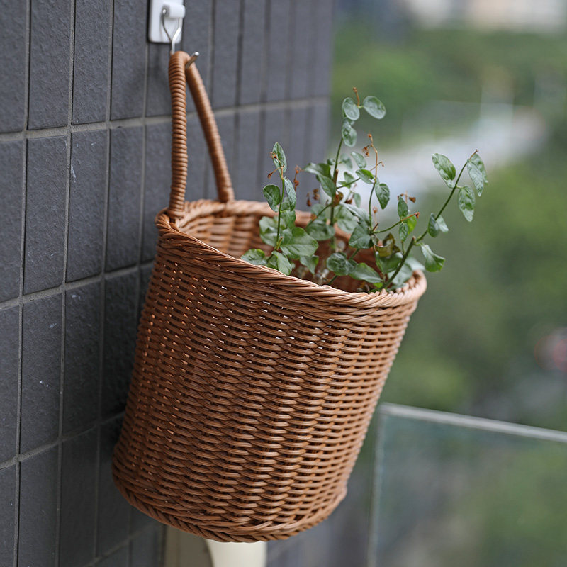 Kens仿藤编挂篮厨房葱姜蒜收纳筐客厅装饰花篮墙壁挂袋浴室壁挂篮,收纳整理,其他收纳篮,淘宝优惠券,粉丝福利购,淘宝优惠卷