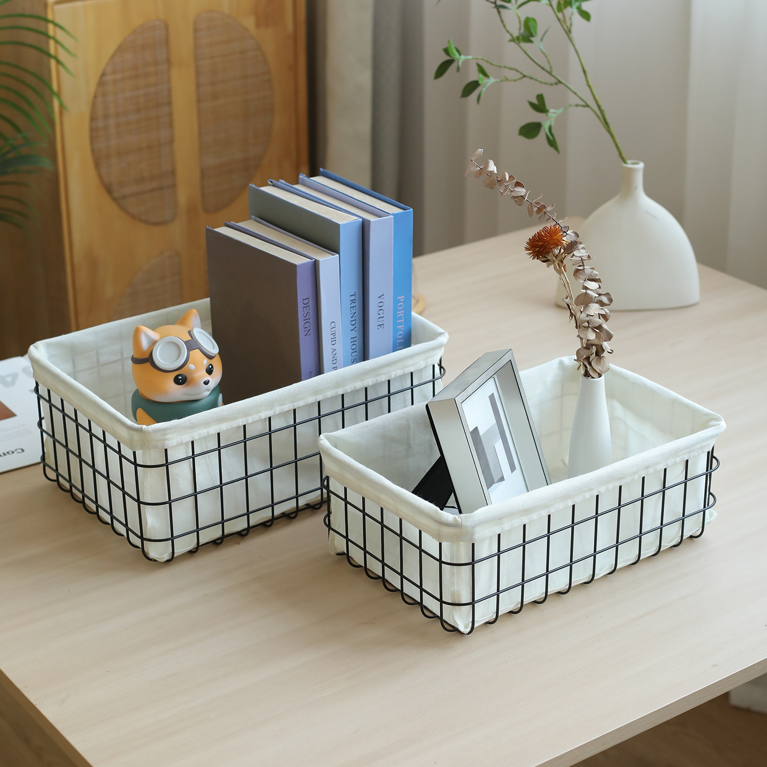 复古铁艺收纳篮桌面铁框