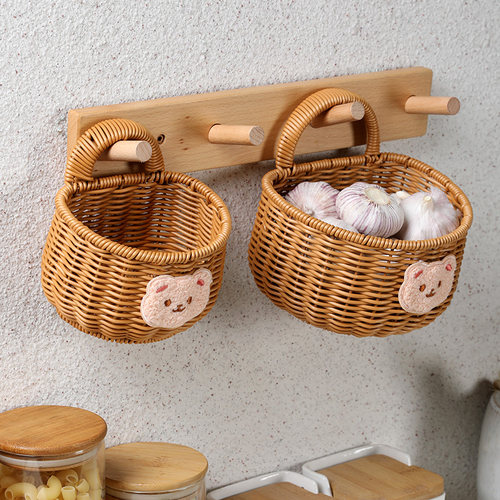 轻奢仿藤厨房姜蒜收纳筐