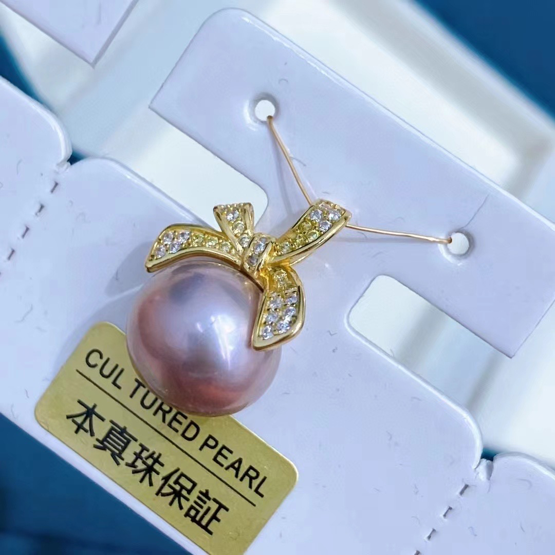 天然淡水珍珠紫色粉色福利吊坠项链紫罗兰中国红10-11mm正圆强光