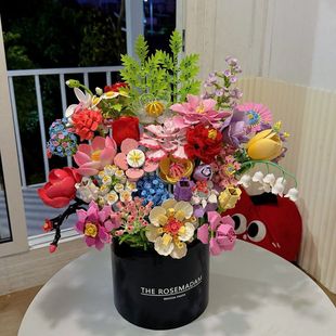 积木拼装花套装手工diy材料包高颜值女生新年情人节礼物永生花