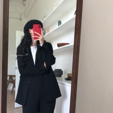 新款 韩版 宽松休闲英伦风网红小西服上衣潮 黑色西装 外套女2019秋季
