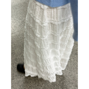 自留款 花边高腰显瘦a字长裙 韩系温柔风百搭白色半身裙女中长款