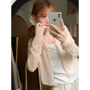韩系温柔风防晒针织开衫女夏季薄款小个子宽松外穿慵懒感薄纱罩衫
