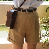 五分裤 工装 女夏直筒宽松阔腿裤 卡其色短裤 休闲a字裤 子高腰中裤 裤