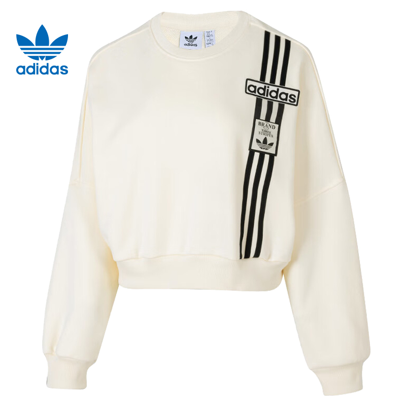 阿迪达斯官网三叶草春季女子运动休闲圆领卫衣套衫JD0084