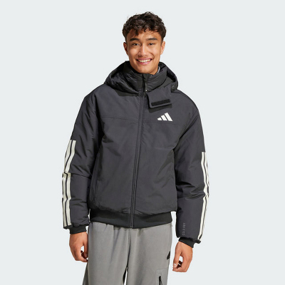 adidas阿迪达斯冬季男女款防风保暖短款羽绒服连帽运动外套JG3845