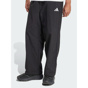 adidas阿迪达斯新款男子梭织长裤运动休闲裤子透气宽松黑色JM1778