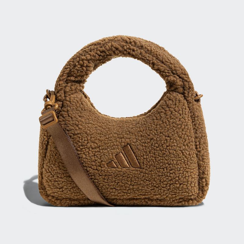 adidas阿迪达斯仿羊羔绒云朵包2024冬女蓬松感抓绒挎包肩包JW1696