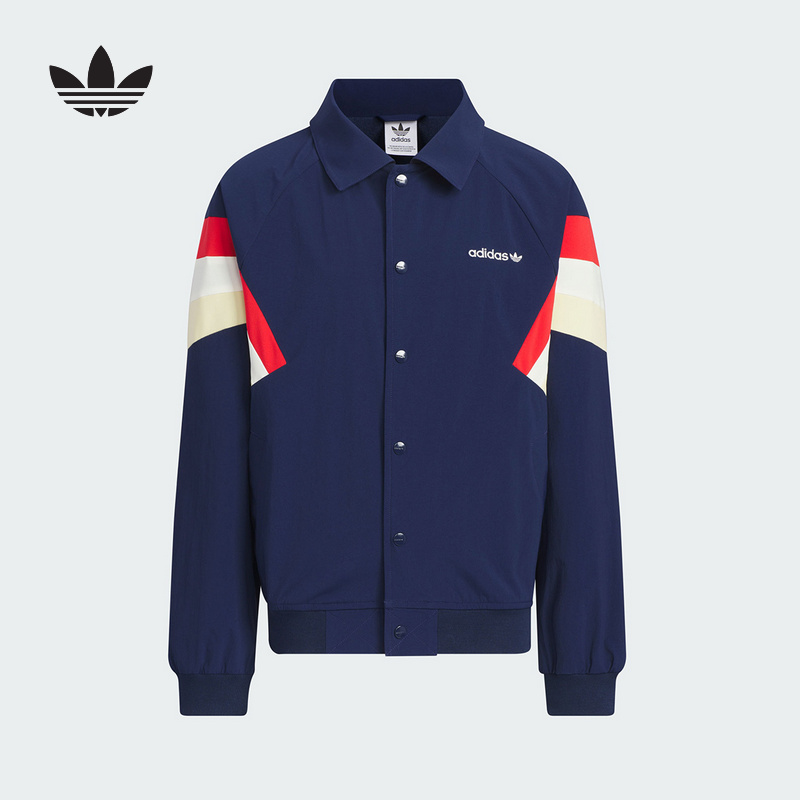 Adidas阿迪达斯三叶草儿童复古运动宽松翻领外套JM4669