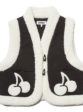 kirsh大樱桃秋冬毛绒领外穿马夹宽松少女甜美可爱加厚KKQWCPD502M